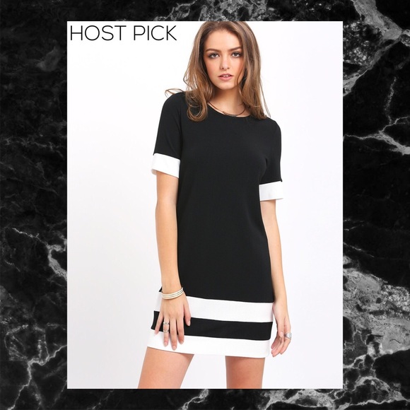 Dresses & Skirts - BLACK AND WHITE COLOR BLOCK STRIPE DRESS